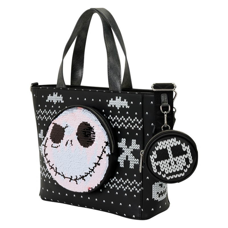 The Nightmare Before Christmas Jack Skellington Reversible Sequins Tote Crossbody Bag with Coin Bag, , hi-res view 8