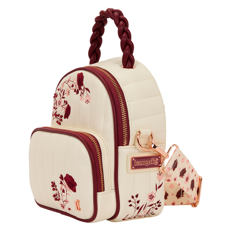Loungefly Cream & Red Floral Convertible Mini Backpack & Crossbody Bag, , hi-res view 3
