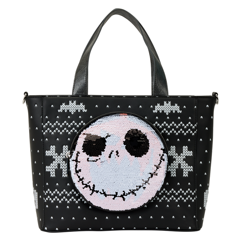The Nightmare Before Christmas Jack Skellington Reversible Sequins Tote Crossbody Bag with Coin Bag, , hi-res view 1
