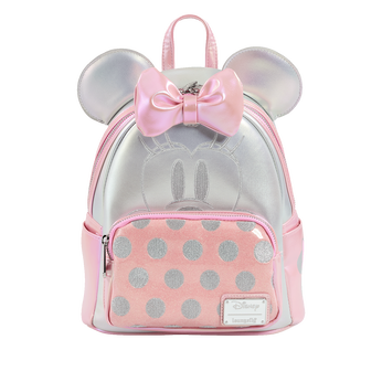Silver And Pink Minnie Mouse Mini Backpack, Image 1