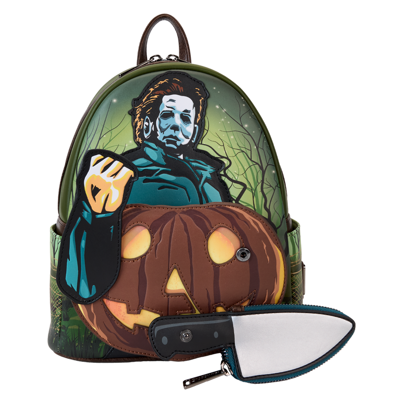 Halloween Michael Myers Pumpkin Glow Mini Backpack With Coin Bag, , hi-res view 5