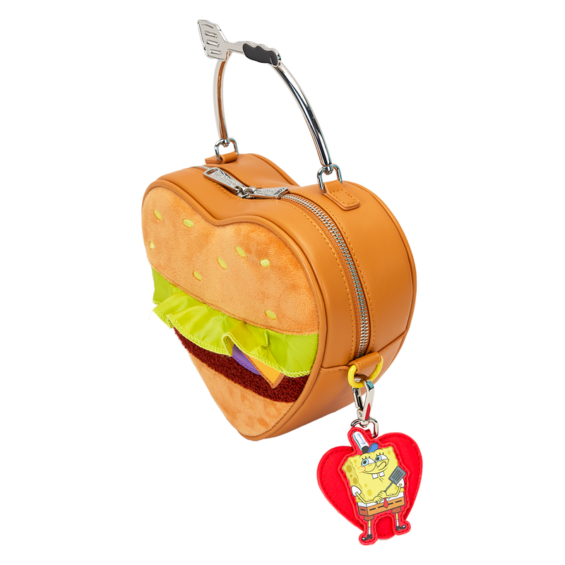 SpongeBob SquarePants Krabby Patty Plush Heart Figural Crossbody Bag, , hi-res view 4