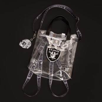 NFL Las Vegas Raiders Clear Convertible Backpack & Tote Crossbody Stadium Bag, Image 2