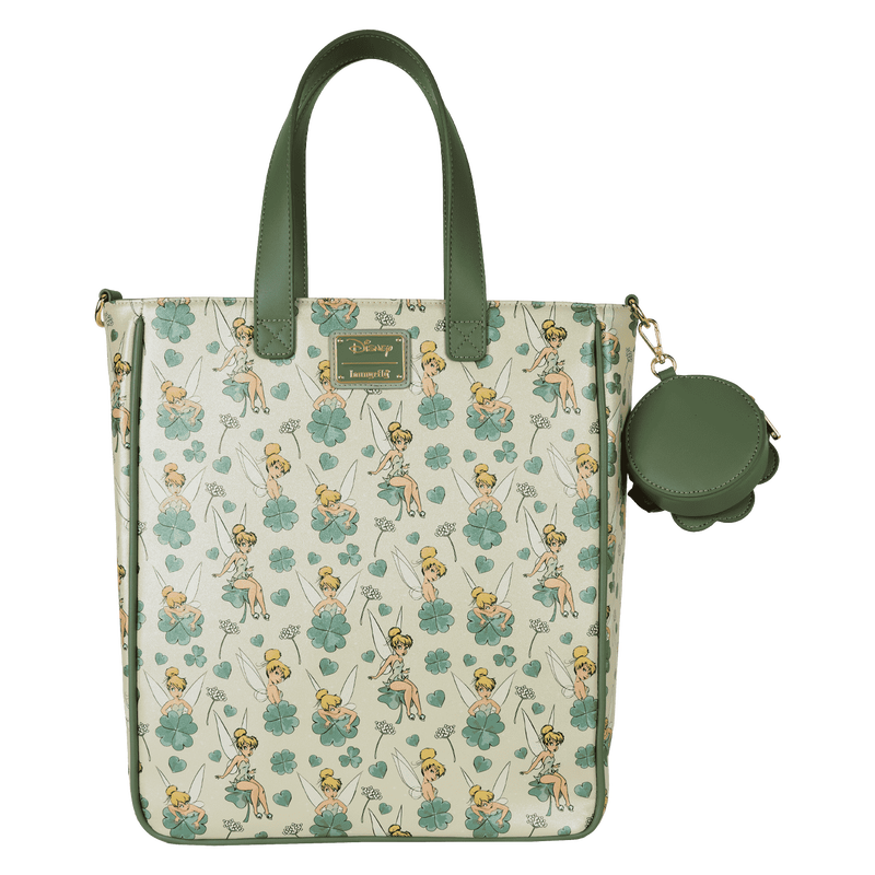 Peter Pan Tinker Bell Clover All-Over Print Tote Crossbody Bag With Coin Bag, , hi-res view 5