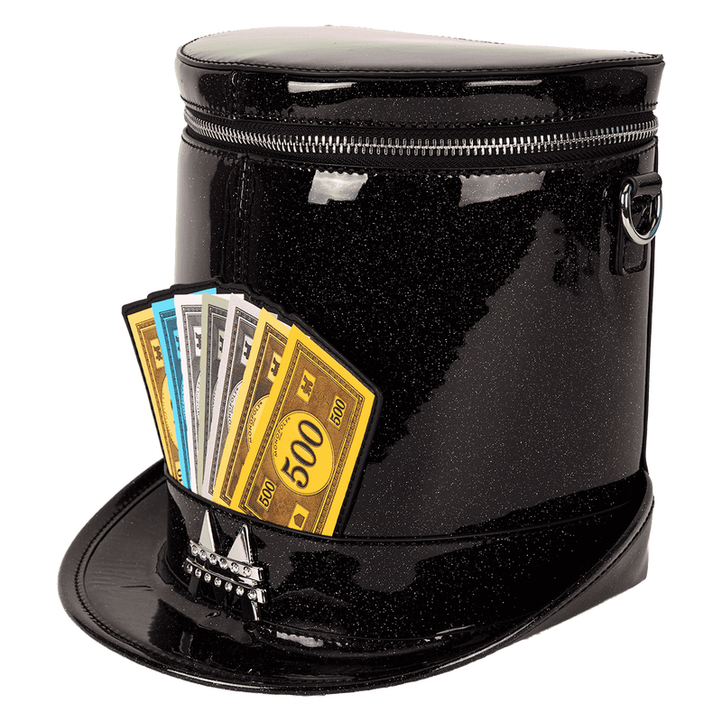 Monopoly 90th Anniversary Top Hat Glitter Figural Crossbody Bag, , hi-res view 5
