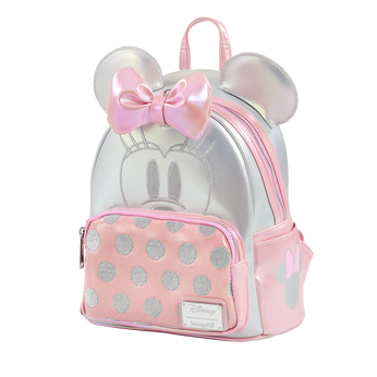 Silver And Pink Minnie Mouse Mini Backpack, Image 2