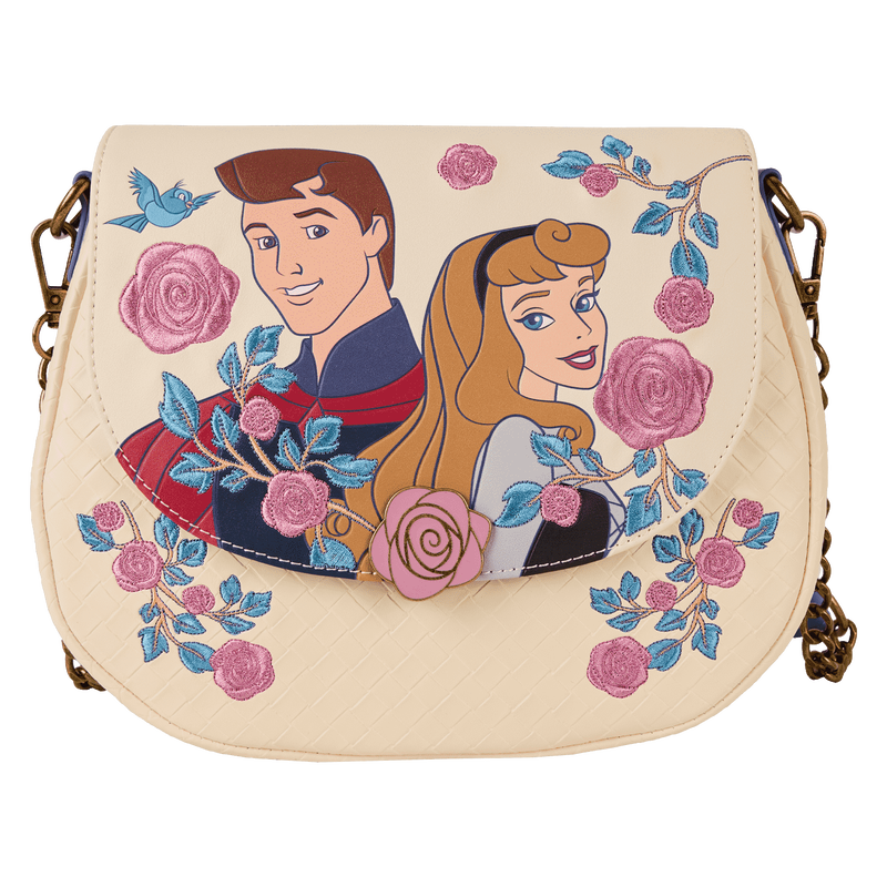 Sleeping Beauty Princess Aurora & Prince Phillip Floral Crossbody Bag, , hi-res view 1