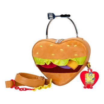 SpongeBob SquarePants Krabby Patty Plush Heart Figural Crossbody Bag,  SpongeBob SquarePants Krabby Patty Plush Heart Figural Crossbody Bag, Image 1