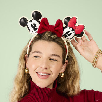Mickey & Minnie Holiday Knit Bow Ear Headband, , hi-res view 2