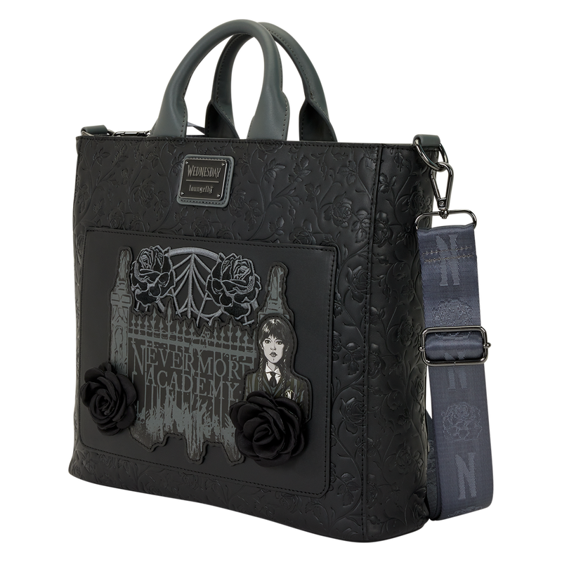 Wednesday Black Roses Convertible Backpack & Tote Crossbody Bag, , hi-res view 4