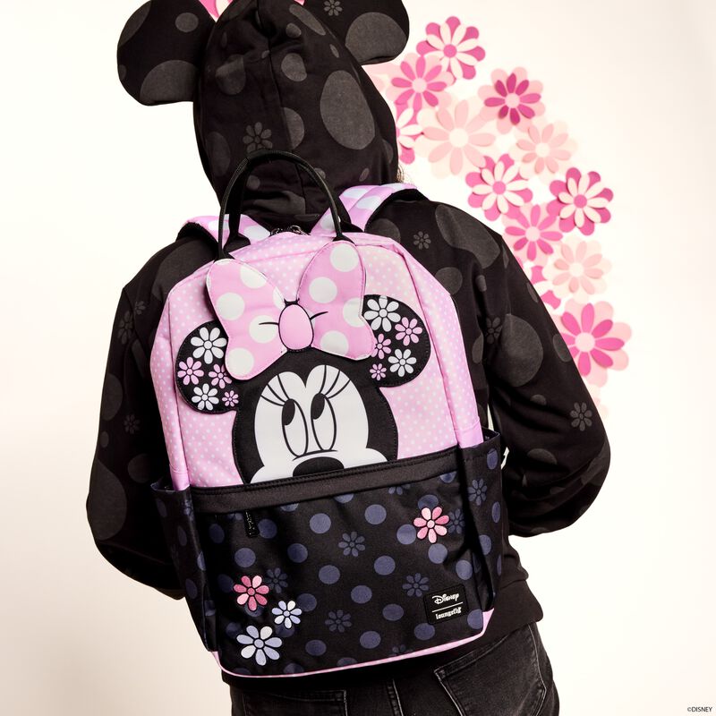 Minnie Mouse Floral Rock The Dots Nylon Full-Size Backpack LFlifestyle1 view 2