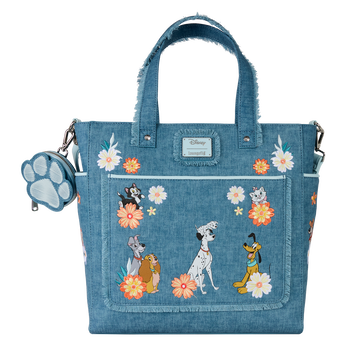 Disney Dogs & Cats Floral Faux Denim Convertible Backpack & Tote Bag with Coin Bag, , hi-res view 1