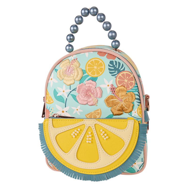 Loungefly Tropical Lemon Floral Convertible Mini Backpack & Crossbody Bag, , hi-res view 1