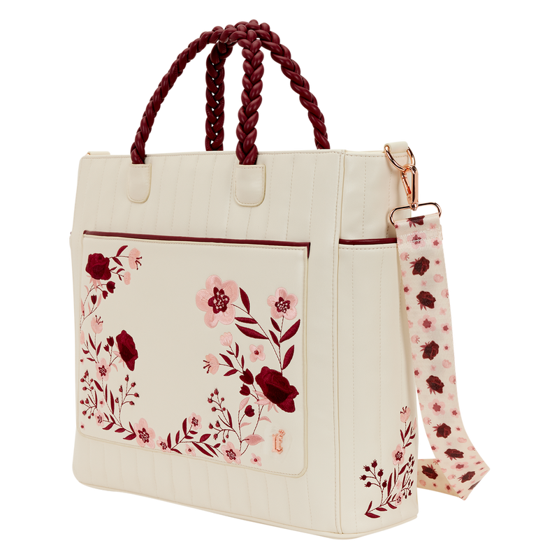 Loungefly Cream & Red Floral Convertible Backpack and Tote Crossbody Bag, , hi-res view 4