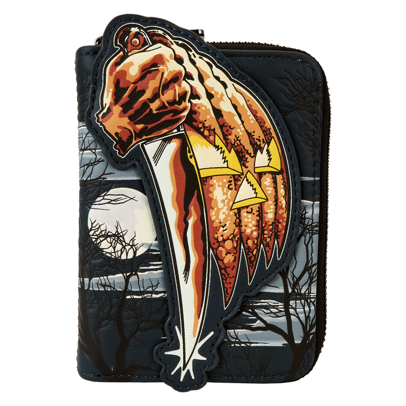 Halloween Michael Myers Jack-O'-Lantern Glow Zip Around Wallet, , hi-res view 1