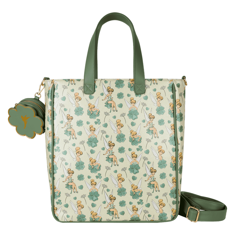 Peter Pan Tinker Bell Clover All-Over Print Tote Crossbody Bag With Coin Bag, , hi-res view 1