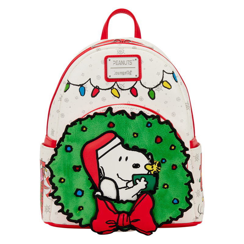 Peanuts Snoopy & Woodstock Holiday Plush Wreath Mini Backpack, , hi-res view 1