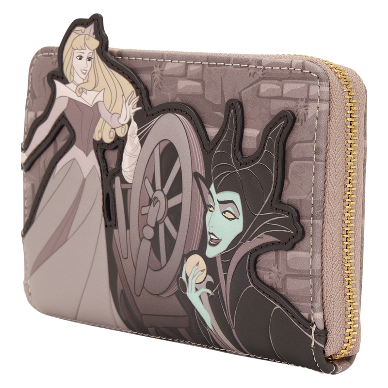 Sleeping Beauty & Maleficent Spinning Wheel Zip Around Wallet, , hi-res view 3