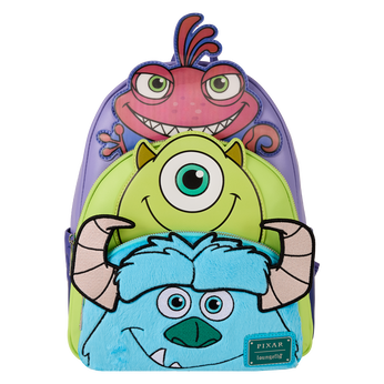 Monsters, Inc. Sulley, Mike, & Randall Triple Pocket Mini Backpack,  Monsters, Inc. Sulley, Mike, & Randall Triple Pocket Mini Backpack, Image 1