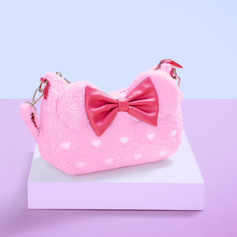 Minnie Mouse Exclusive Hearts Strawberry Scented Sherpa Crossbody Bag LFlifestyle1 view 2
