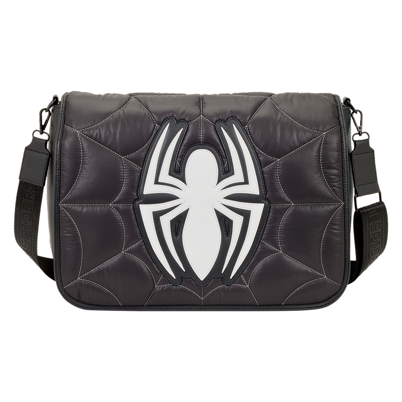 Spider-Man Black & White Suit Quilted Messenger Crossbody Bag, , hi-res view 1