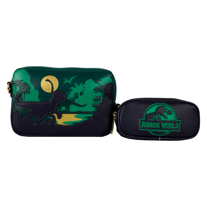 Jurassic World Jungle Dinosaur Silhouette Sling Crossbody Bag With Coin Bag, , hi-res view 1