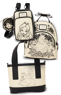 Selection of Disney Alice in Wonderland Loungefly accessories