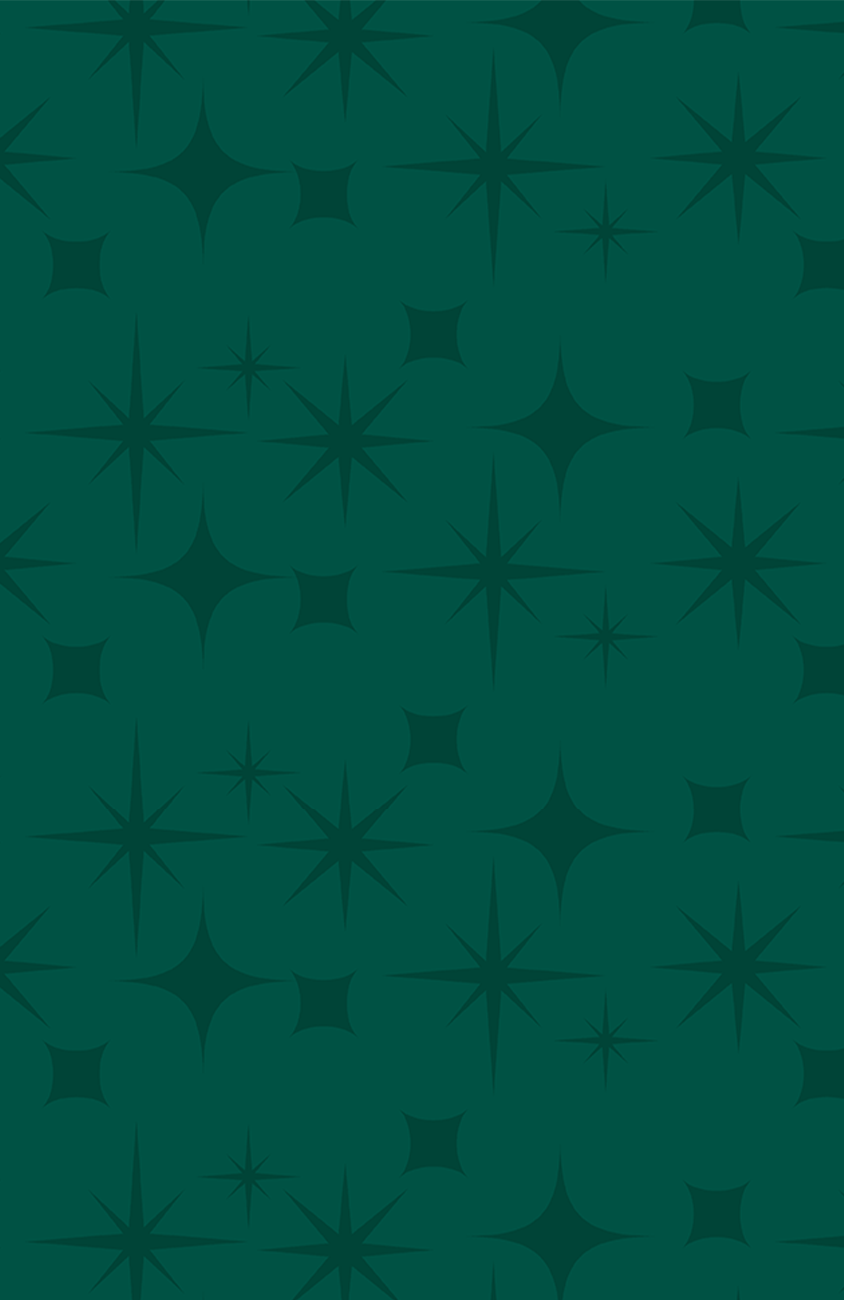 Dark Green background with multi-shaped stars seamless pattern