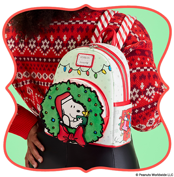 Orange holiday border featuring Peanuts accessories