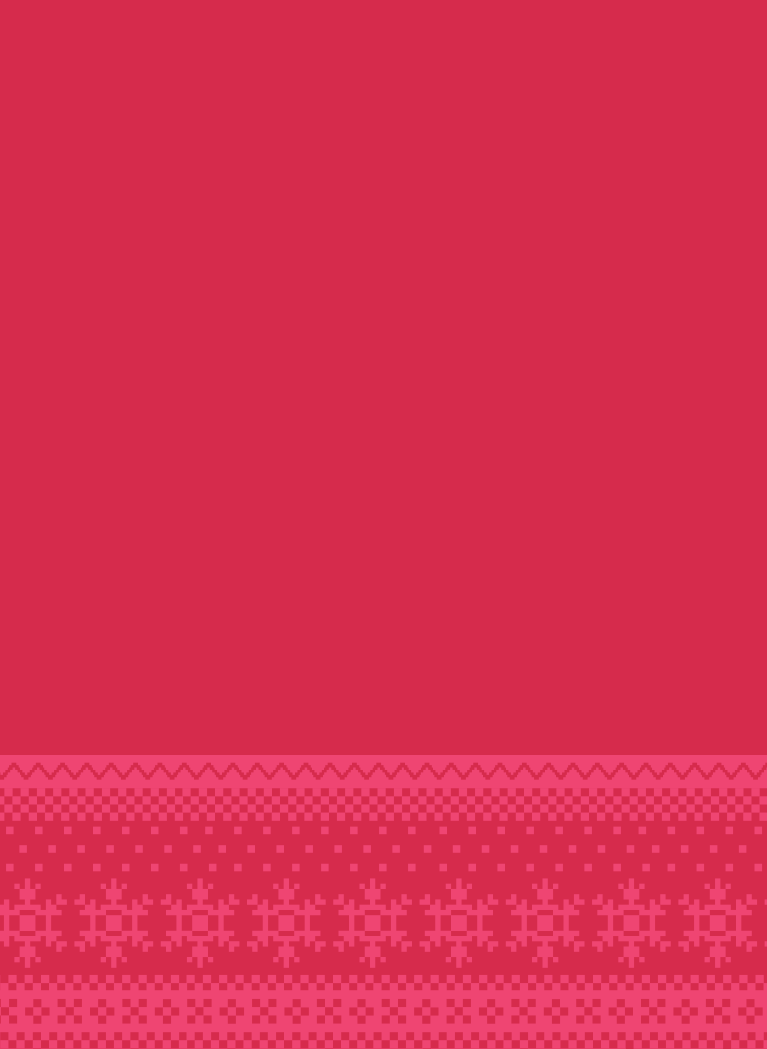 Red background with Ugly Christmas Sweater pattern featuring Funko Crown